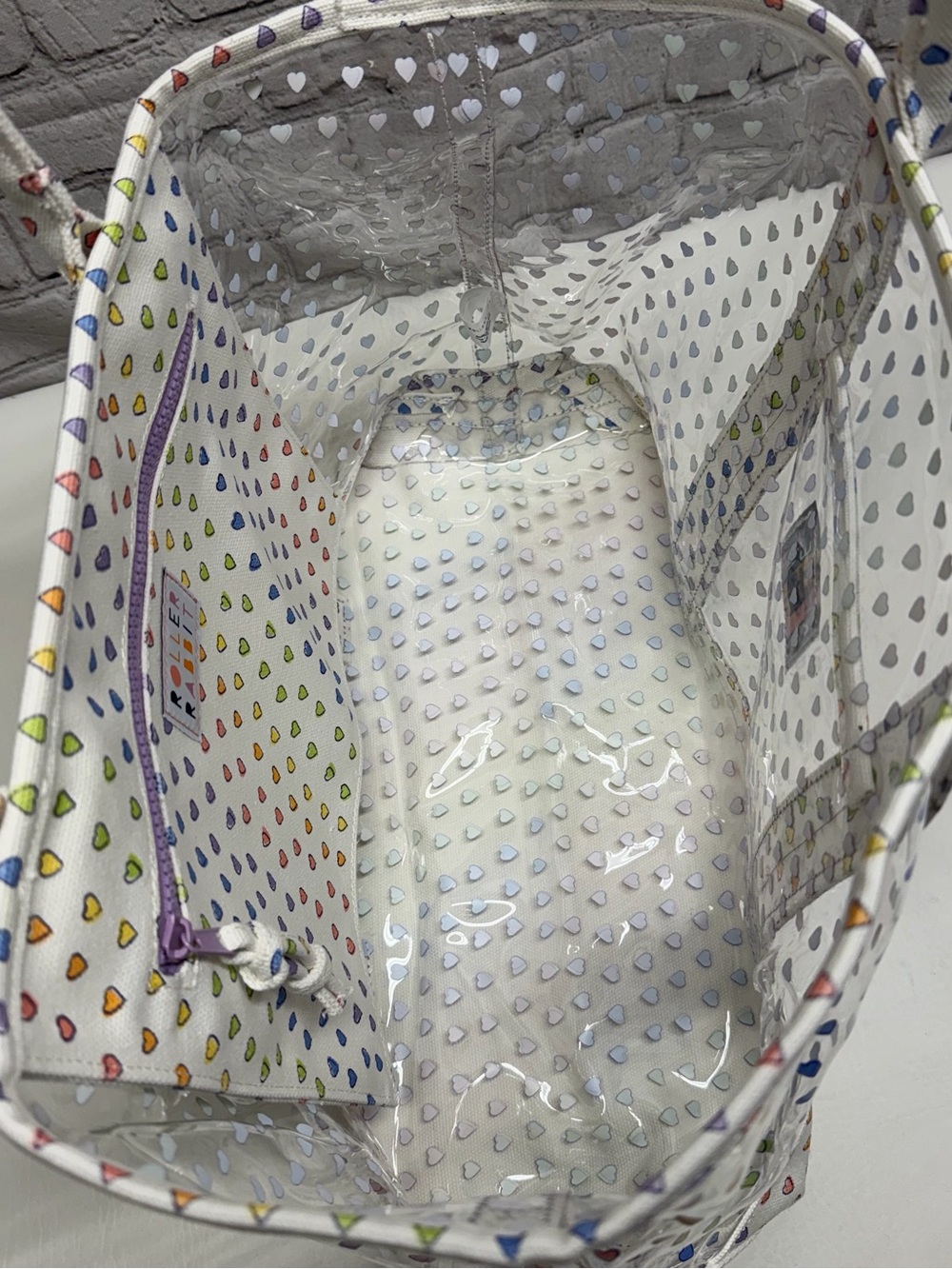 Roller Rabbit Multicolor Heart Clear Tote - Picture 4 of 12